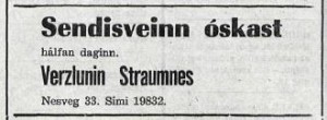 Auglýsing úr Vísi 2. okt 1961.